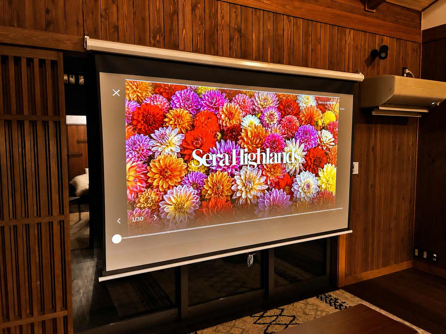 Cinema space with a 100-inch screen
